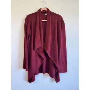 Piko 1988 Women's Red Open Front Long Sleeve Cardigan Sweater Asymmetrical M